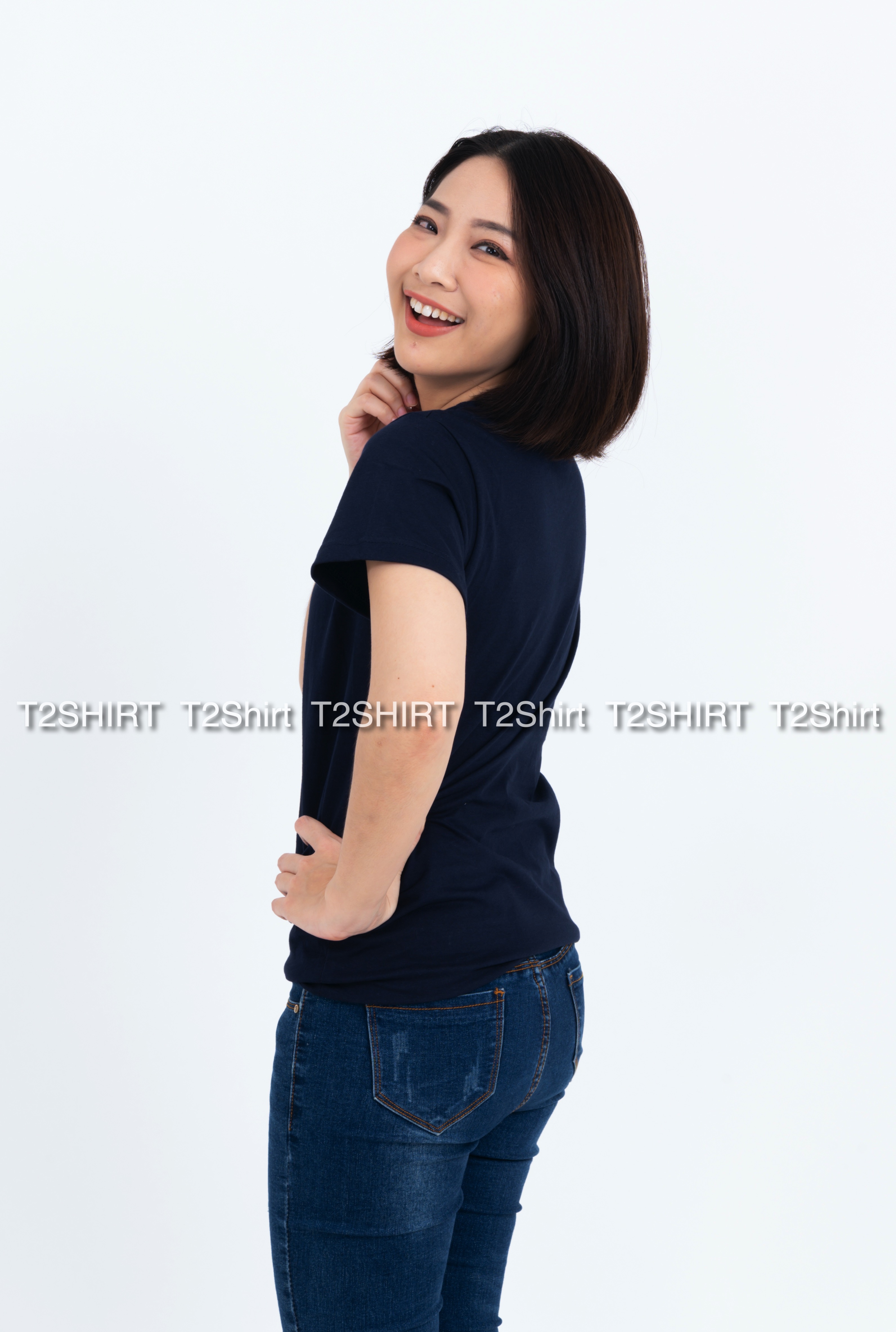 เสื้อยืด คอกลม แขนสั้น สีกรมท่า Size S