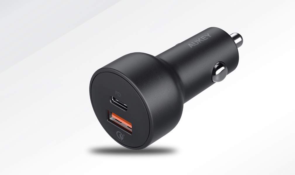 ที่ชาร์จในรถ Aukey USB-C Power Delivery 18W และ ช่อง Quick Charge 3.0 ที่ชาร์จในรถชาร์จเร็วทั้ง iPhone และ Android QC3.0