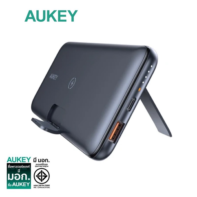 AUKEY PB-WL02 พาวเวอร์แบง ชาร์จเร็ว PD&QC3.0&SCP 22.5W 10000mAh with Wireless Charging 10W