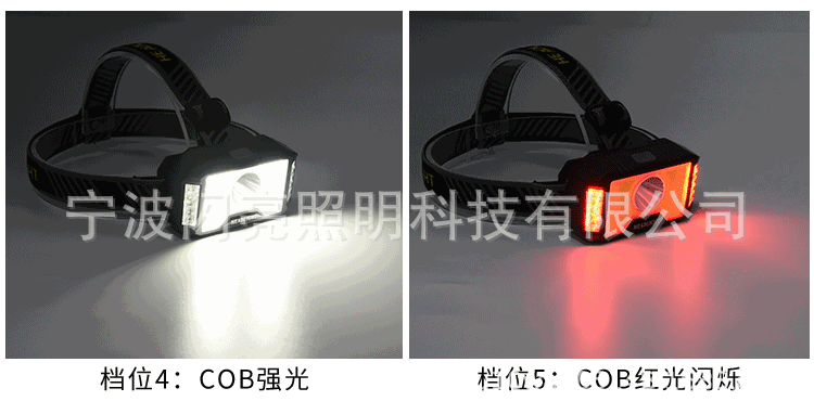 ไฟฉายคาดศีรษะแบบมีหลอด 2 แบบ LED และ COB Strong Wolf TG-TD156T ตัวไฟฉายสีดำ