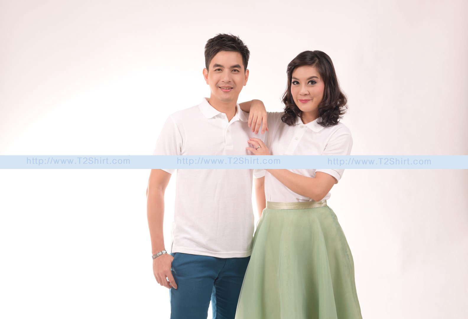 เสื้อโปโล TK แขนสั้น ทรงตรง สีขาว Size 2XL
