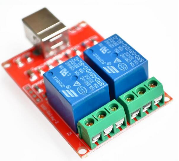2 Channel USB Relay Module รีเลย์ 2 ช่องสามารถควบคุมทางคอมพิวเตอร์ผ่าน USB ได้