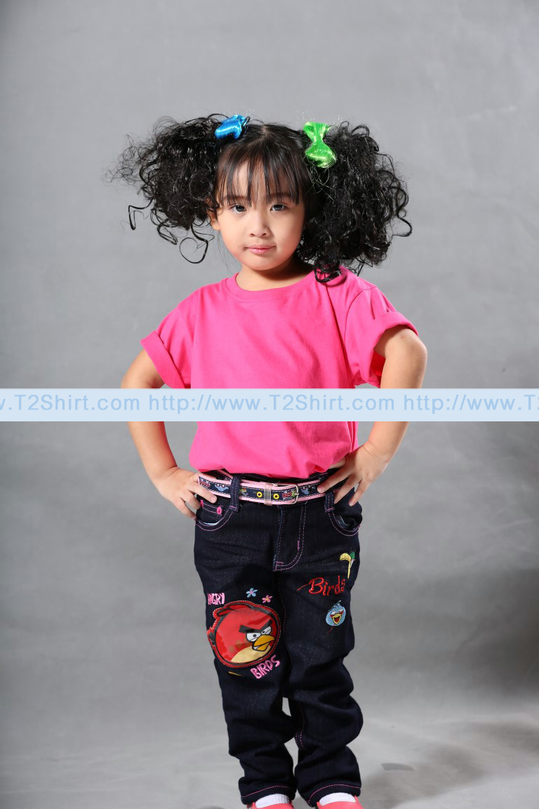 เสื้อยืดเด็ก คอกลม แขนสั้น สีชมพู Pinky Size M