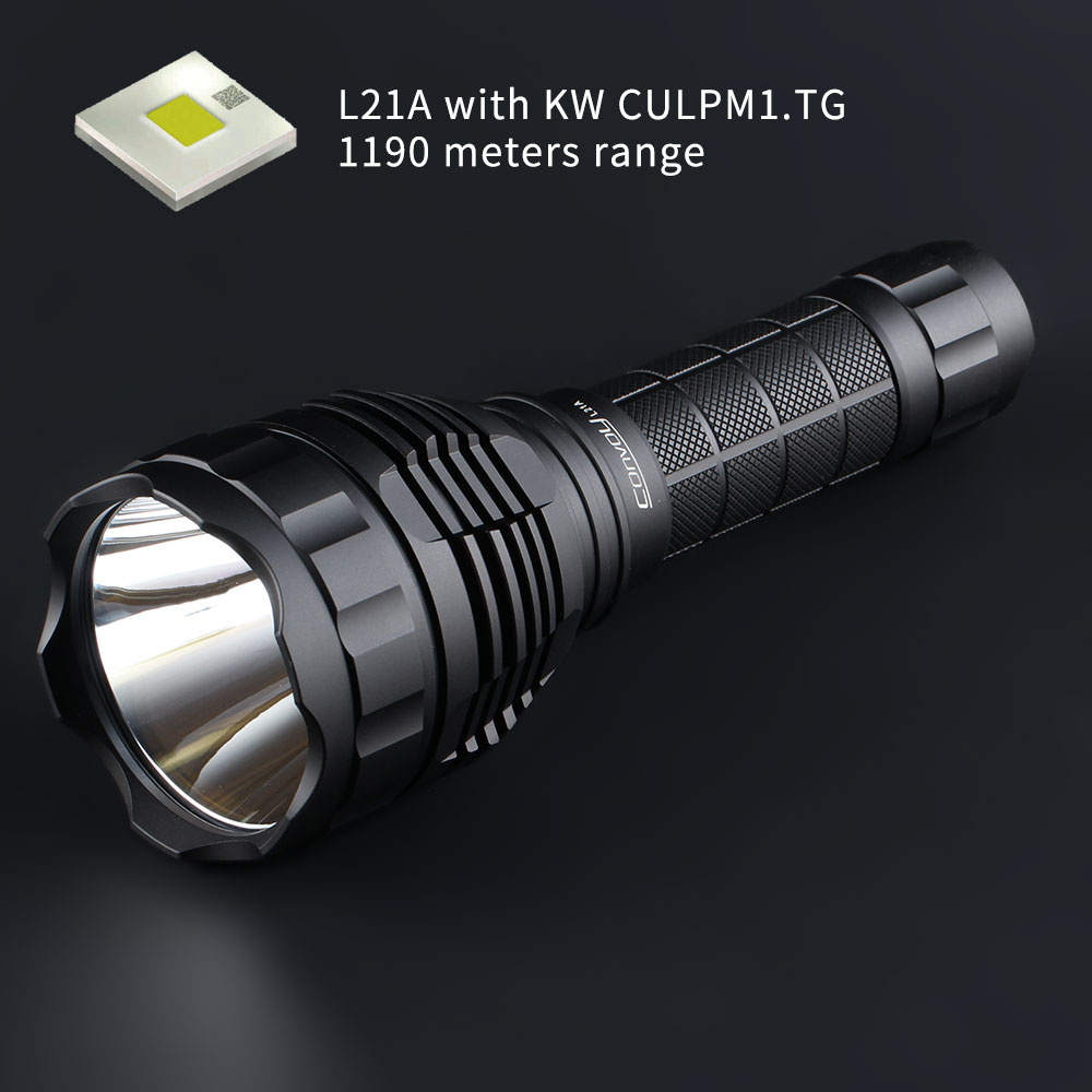 ไฟฉายแรงสูงส่องไกล ขนาดกลาง Convoy L21A หลอด KW CULPM1.TG 6500K แสงขาว 1190 Meters Range