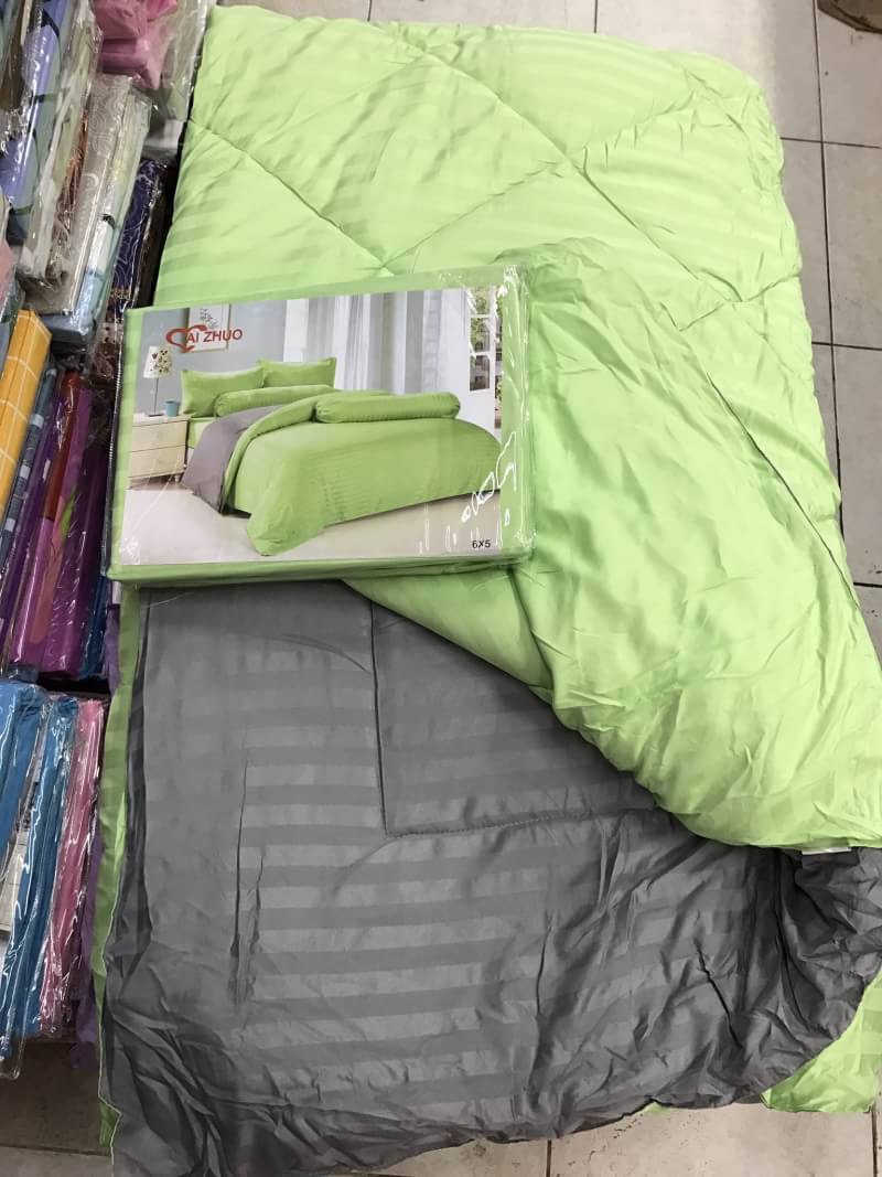 ชุดผ้าปูลายริ้ว ผ้าห่ม 7ฟุต ทูโทน สีสวย เกรดพรีเมี่ยม 4ดาว