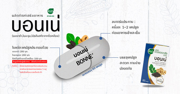 บอนเน่ ขาวละออเภสัช Khaolaor เสริมสร้างมวลกระดูก ป้องกันกระดูกพรุน (60 แคปซูล)