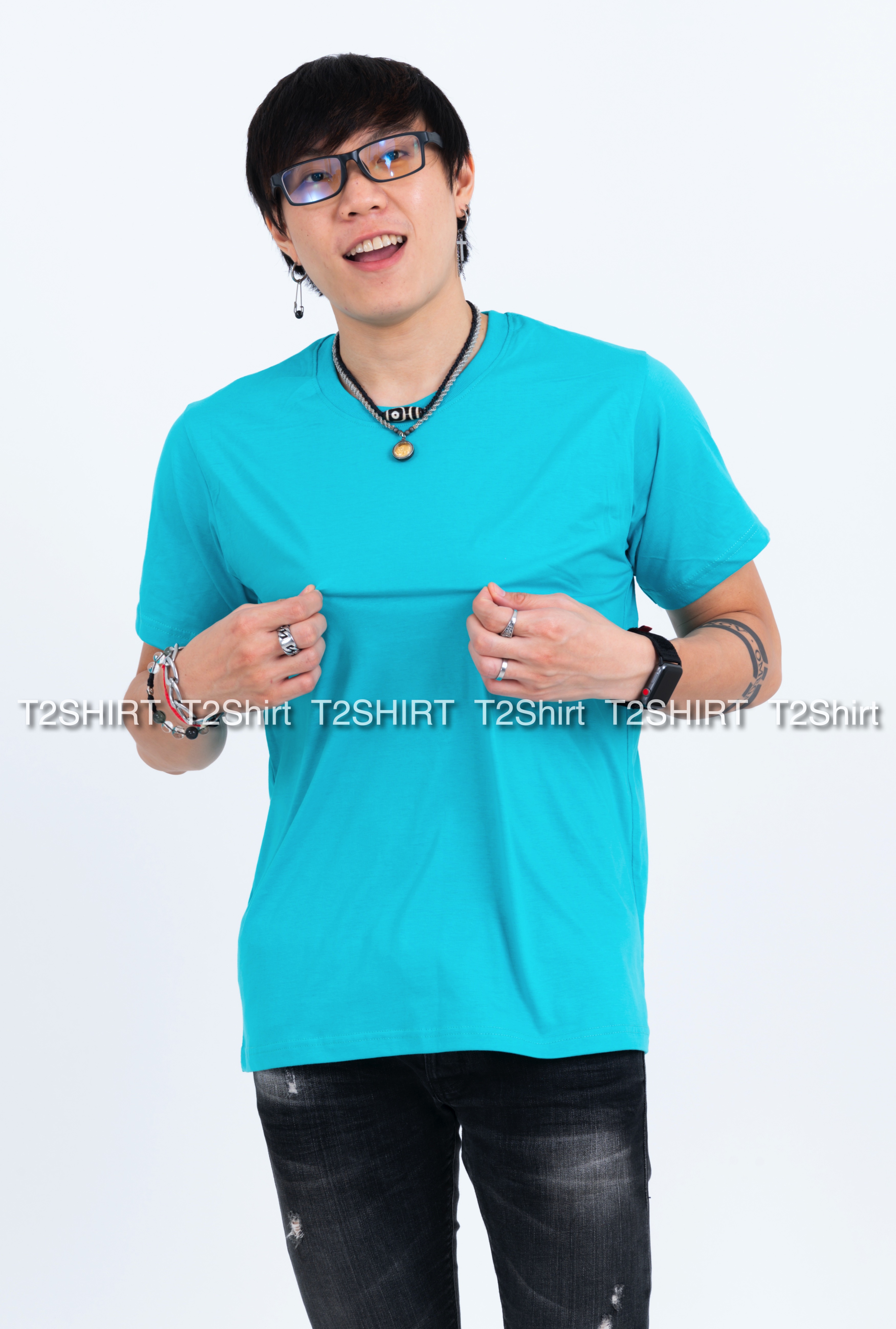 เสื้อยืด คอกลม แขนสั้น สีเขียวมิ้นต์ Size 2XL