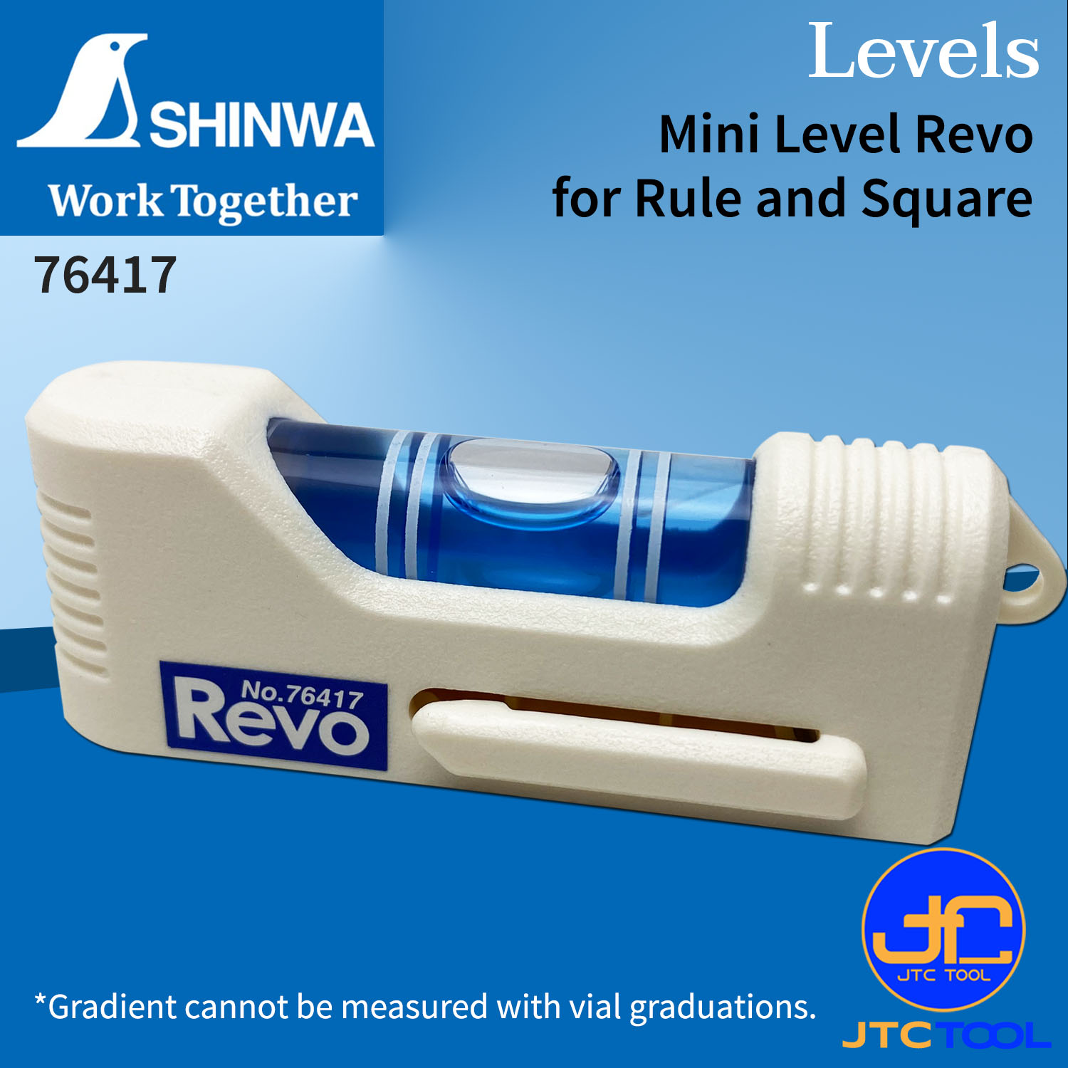 Shinwa ระดับน้ำพลาสติกขนาดเล็ก หลอดระดับน้ำหลอดใสมองเห็นในที่มืด เหมาะสำหรับวัดระดับบนไม้บรรทัดหรือฉาก รุ่น 76417 - Plastic Mini Level Revo No.76417