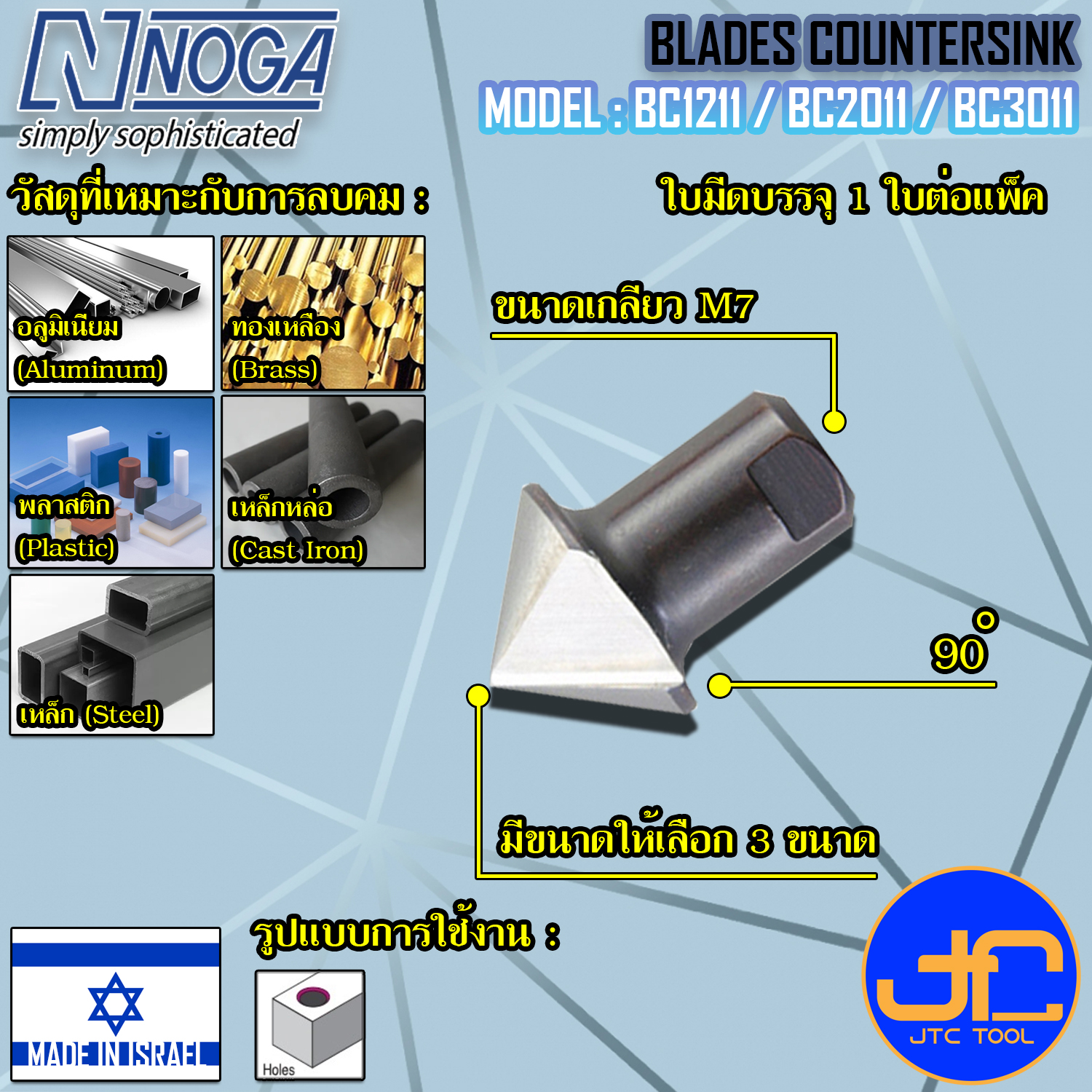 Noga อะไหล่หัวเคาเตอร์ซิงค์90องศา รุ่น C12 / C20 / C30 - Countersink 90 degree Model C12 / C20 / C30