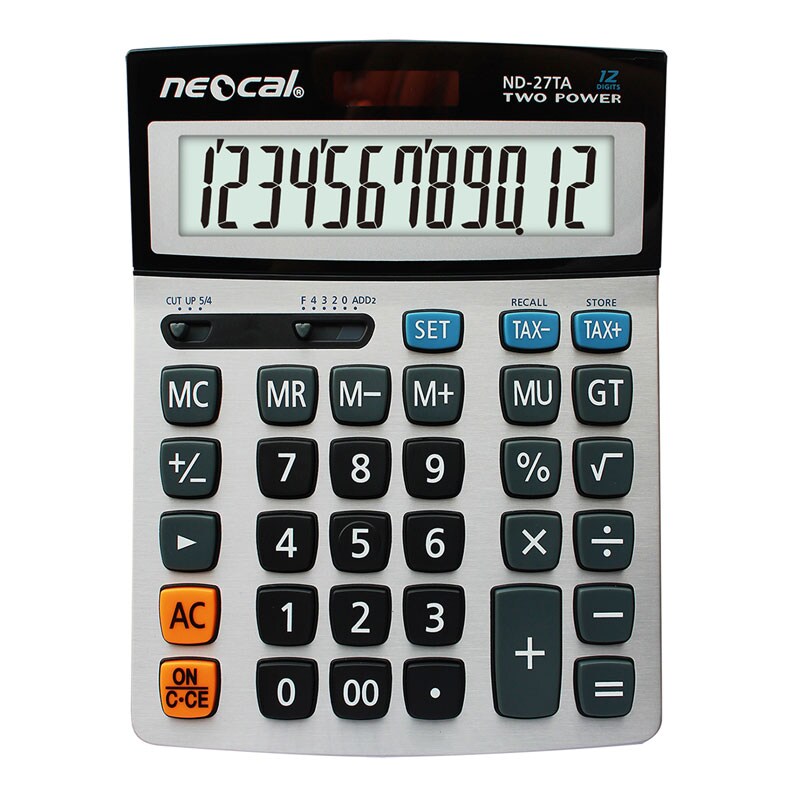 เครื่องคิดเลข นีโอแคล ND-27TA หน้าขาว 12หลัก คิดเลขเร็วได้ดี
