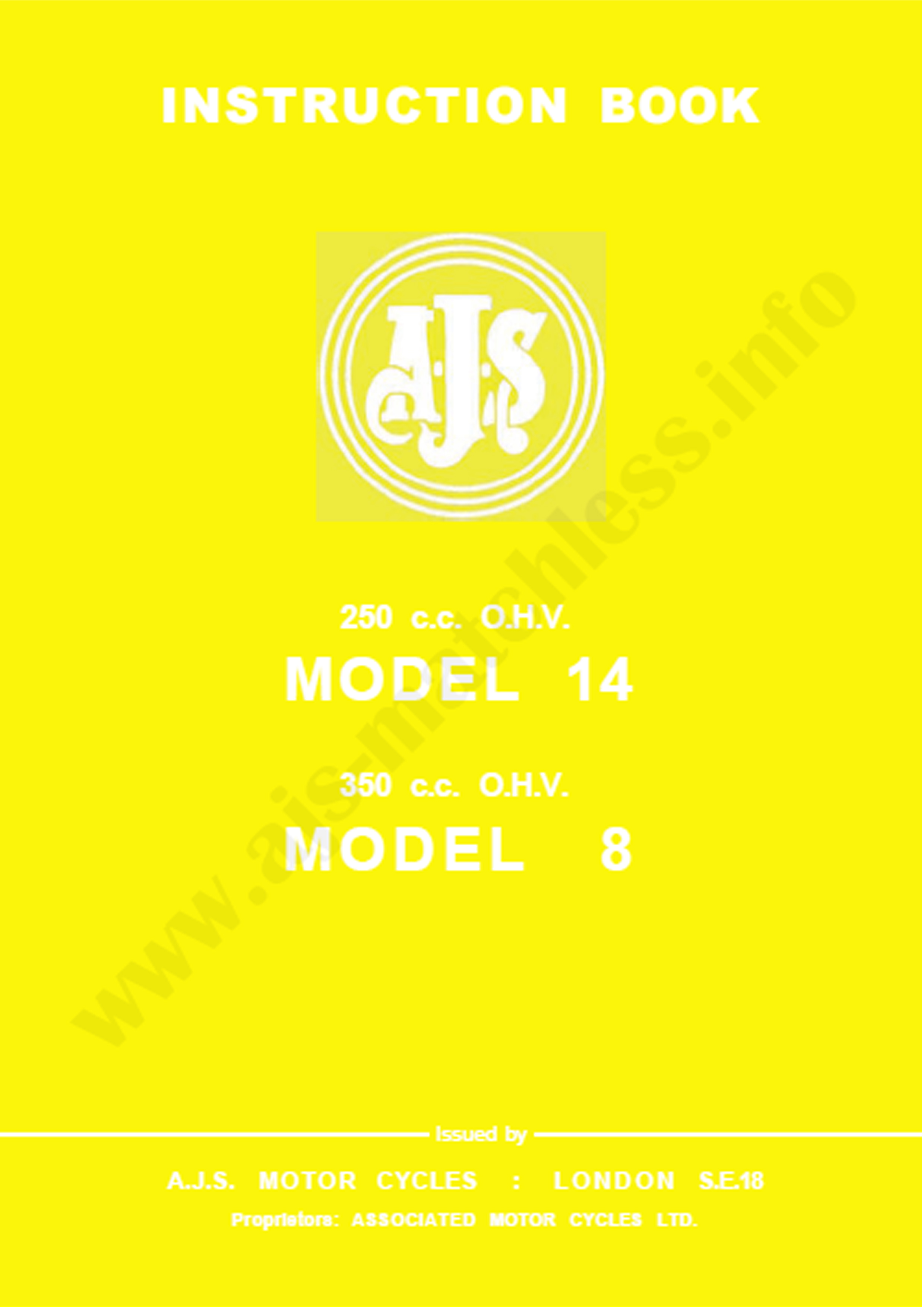 CD คู่มือซ่อม มอเตอร์ไซค์ AJS Model 14 250c.c., Model 14CS 250c.c., Model 8 350c.c (EN)