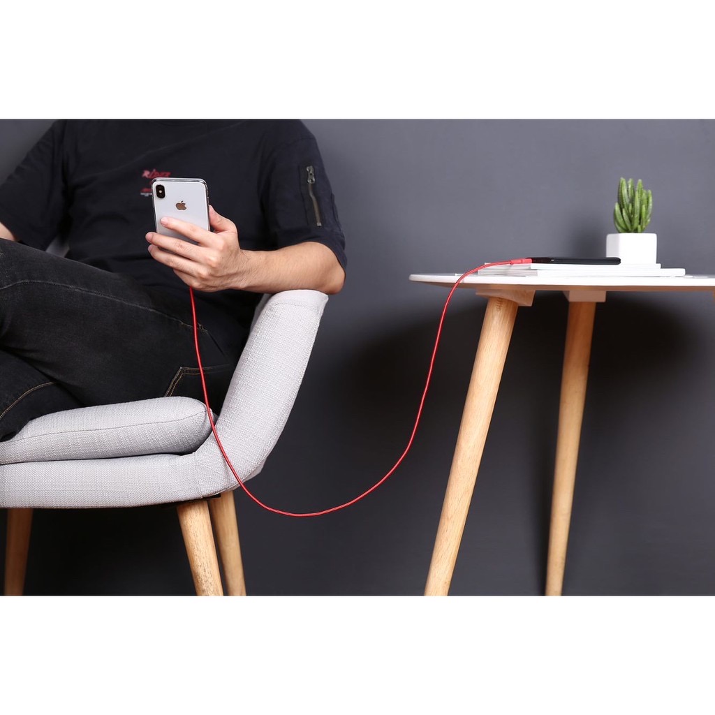 สายชาร์จไอโฟน Aukey MFI Certified สายชาร์จไนล่อนถัก Lightning cable for iPhone ความยาว 1.2 เมตร สีแดง (CB-BAL3)