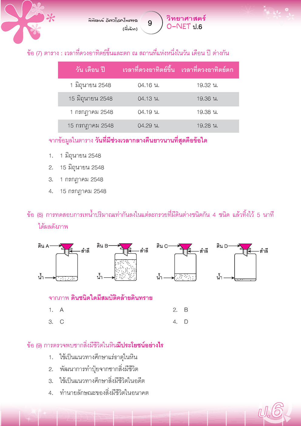 โจทย์วิทย์คิดกล้วยๆ วิทยาศาสตร์ O-NET ป.6 โดย พ.ศ. พัฒนา