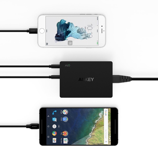 Adapter ที่ชาร์จ Aukey 6 Port USB Charging Station With Qualcomm QuickCharge 3.0(QC 3.0+QC 2.0)+แถมสาย Aukey USB(pa-t11)