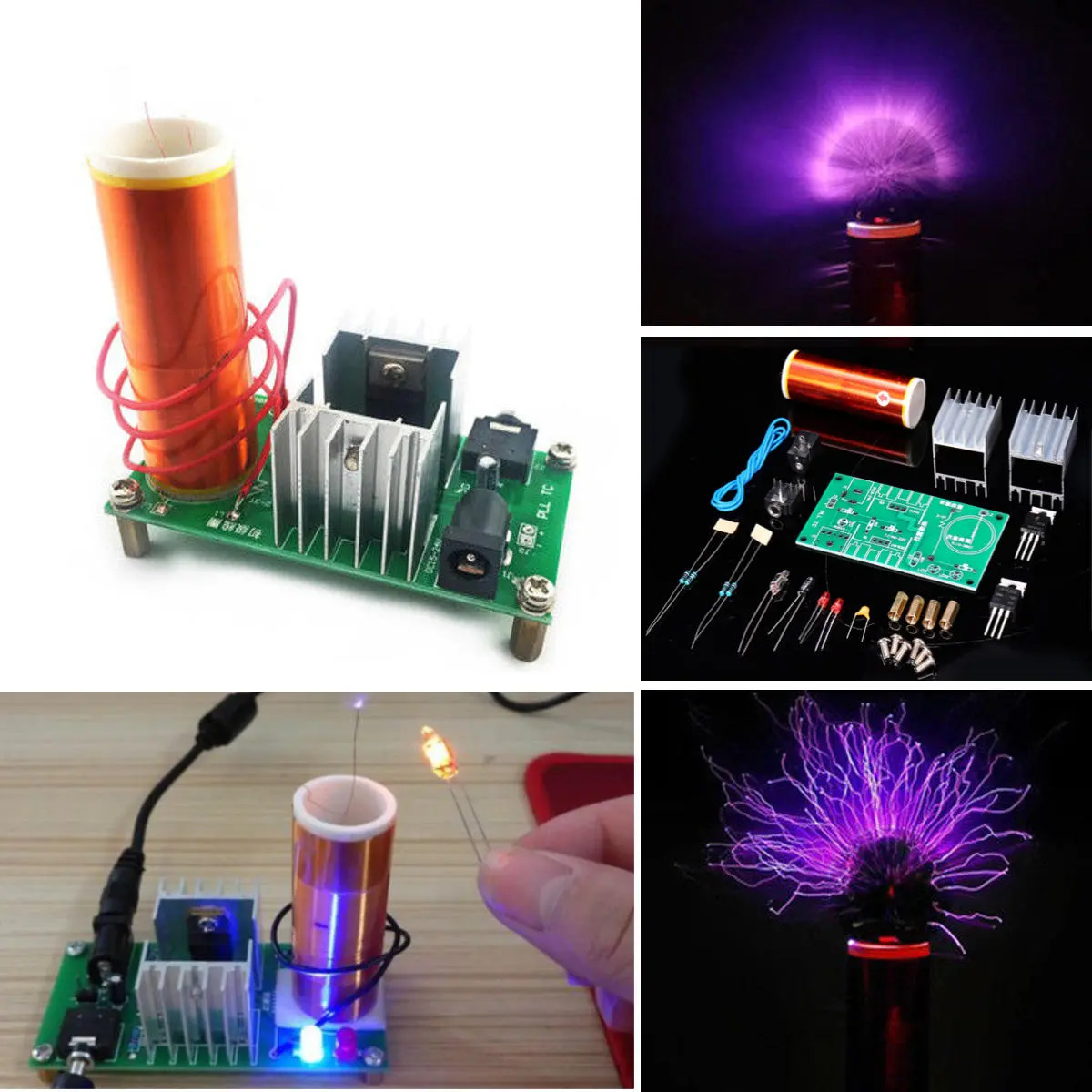 ชุดประกอบลำโพงพลาสม่าพร้อมอะแดปเตอร์ DIY Mini Tesla Coil Speaker Module 15W DC 15-24V 2A with Power Adapter Included