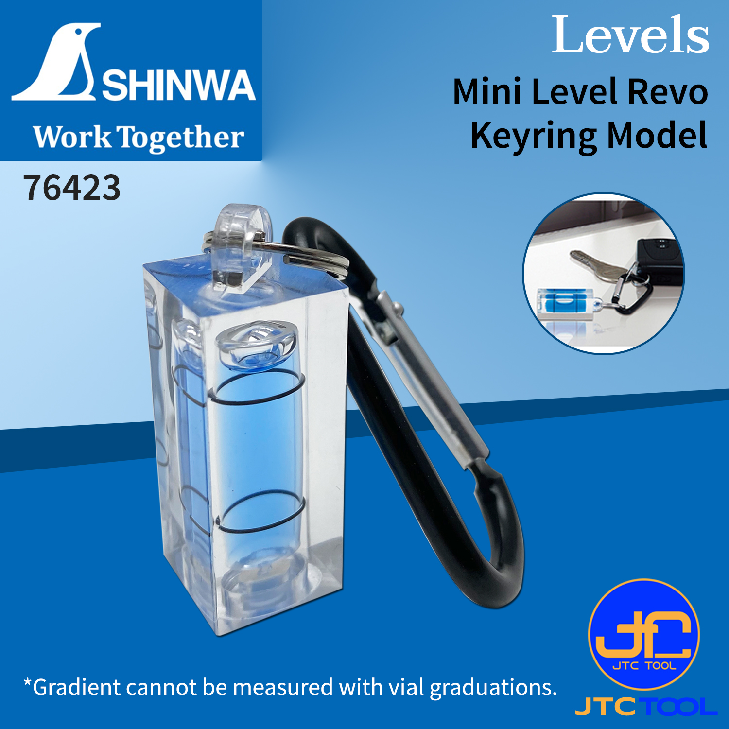 Shinwa ระดับน้ำพวงกุญแจขนาดเล็ก หลอดใสพร้อมขีดบอกช่วงตำแหน่ง รุ่น 76423 - Plastic Min Level Revo No.76423