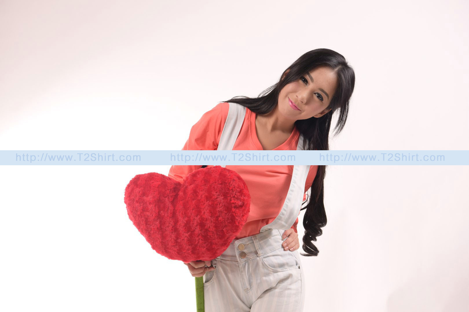 เสื้อยืด คอวี แขนยาว สีโอลด์โรส Size S