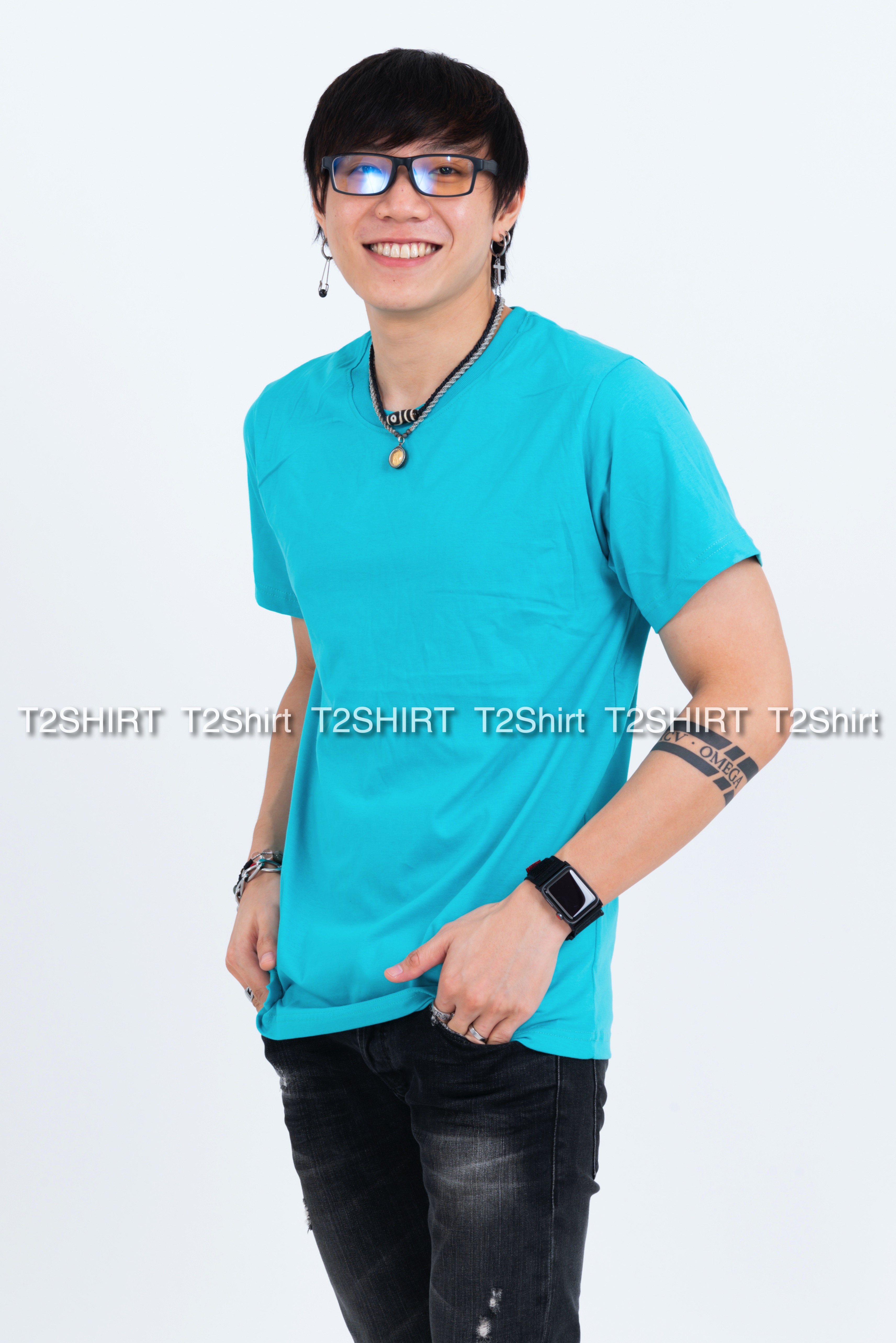 เสื้อยืด คอกลม แขนสั้น สีเขียวมิ้นต์ Size 3XL