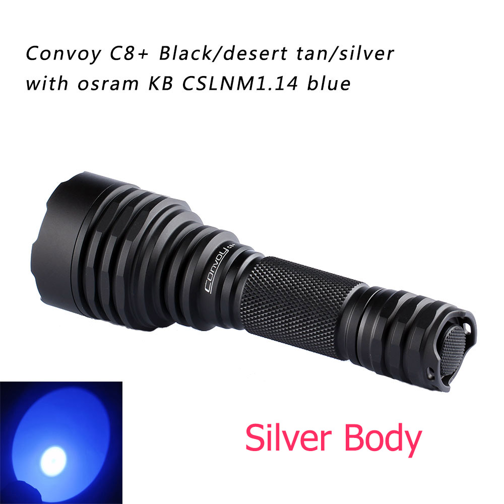 ไฟฉายแรงสูง Convoy C8+ KB CSLNM1.14 Treasure Blu-ray Flashlight แสงสีน้ำเงิน ตัวเรือนสีบรอนซ์-เงิน