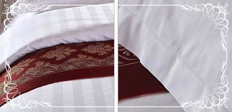 เซ็ทผ้าปูสีขาว เกรดซุปเปอร์พรีเมี่ยม ผ้าหนา มีลายริ้ว ระดับโรงแรม 5star