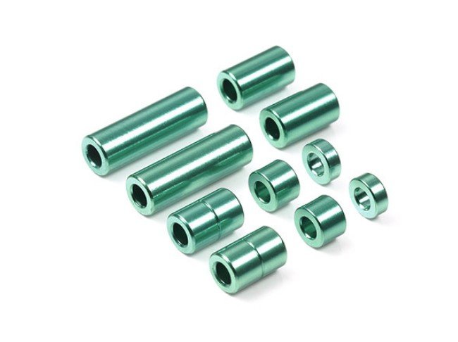 95515 TAMIYA Aluminum Spacer Set (12/6.7/6/3/1.5mm, 2pcs Each) (Green)