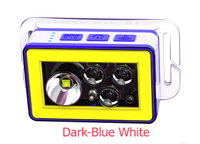 ไฟฉายคาดศีรษะแบบมีไฟ 3 สี แดง น้ำเงิน เขียว และแสงขาวปกติ และมี COB มีอินฟราเรด Santafe Fire T81 ตัวไฟฉายสีน้ำเงิน ขาว