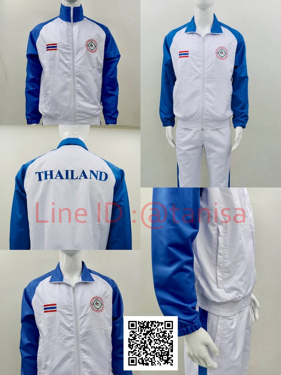 เสื้อแจ็คเก็ต พร้อมกางเกง ผ้าร่ม ชุดแทร็คสูท ชุดนักกีฬา พร้อมปัก งานสั่งผลิตพร้อมปักโลโก้