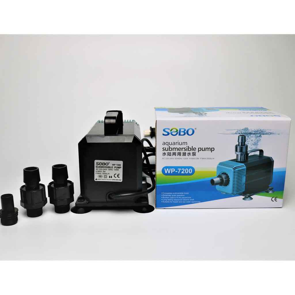 SOBO WP-7200 ปั๊มน้ำ ปั้มแช่ สำหรับตู้ปลา บ่อปลา WP7200 135W