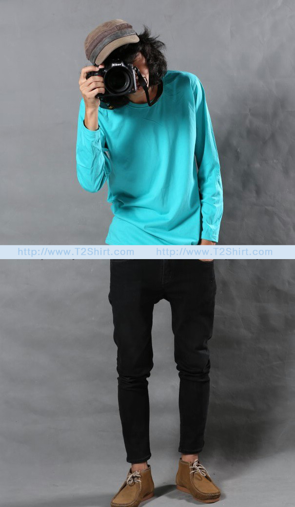 เสื้อยืด คอกลม แขนยาว สีเขียวมิ้นต์ Size XL