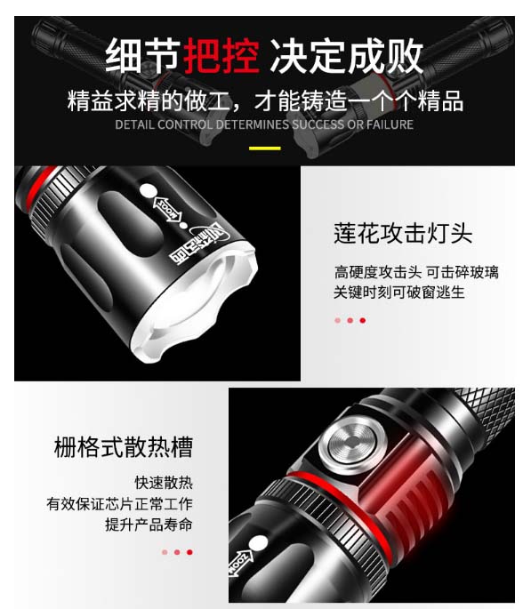 ไฟฉายพกพาแรงสูงส่องไกล 18650 Surround T1809