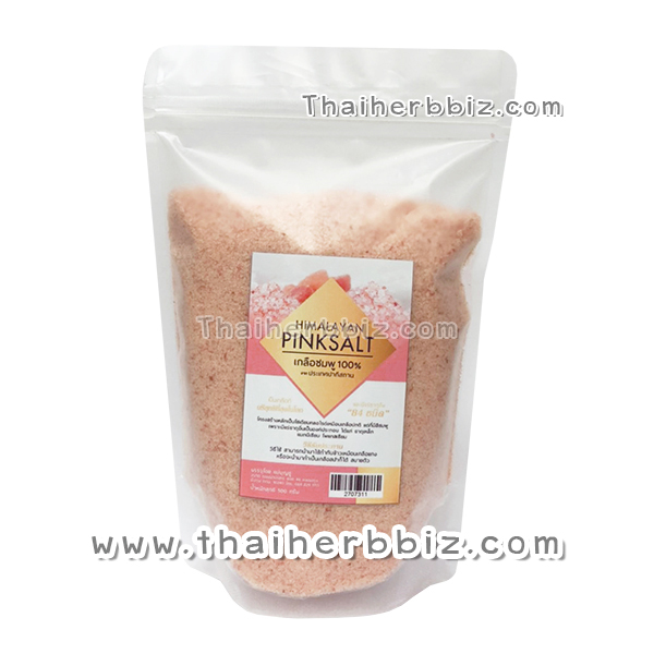 เกลือชมพูแท้ 100% ชนิดป่นหยาบ HIMALAYAN PINK SALT 500 กรัม (แม่บุญชู)
