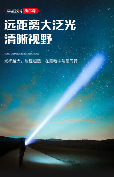 ไฟฉายสะพายแรงสูง แบบส่องไกลรุ่นใหม่ พร้อมโคมสีขาว และแดง ปรับระดับได้ Warsun H9006 หลอด Osram