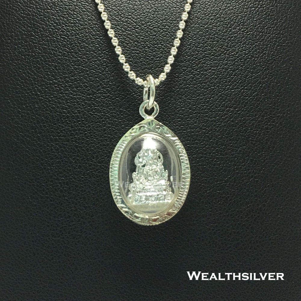 จี้พระพุทธชินราช M องค์เงิน กรอบทรงรี