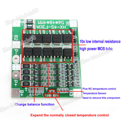 14.8V 16.8V 30A 4S Lithium Li-ion LiPo Polymer Battery BMS PCB System Balance บอร์ดชาร์ท ควบคุม แบตเตอรี่