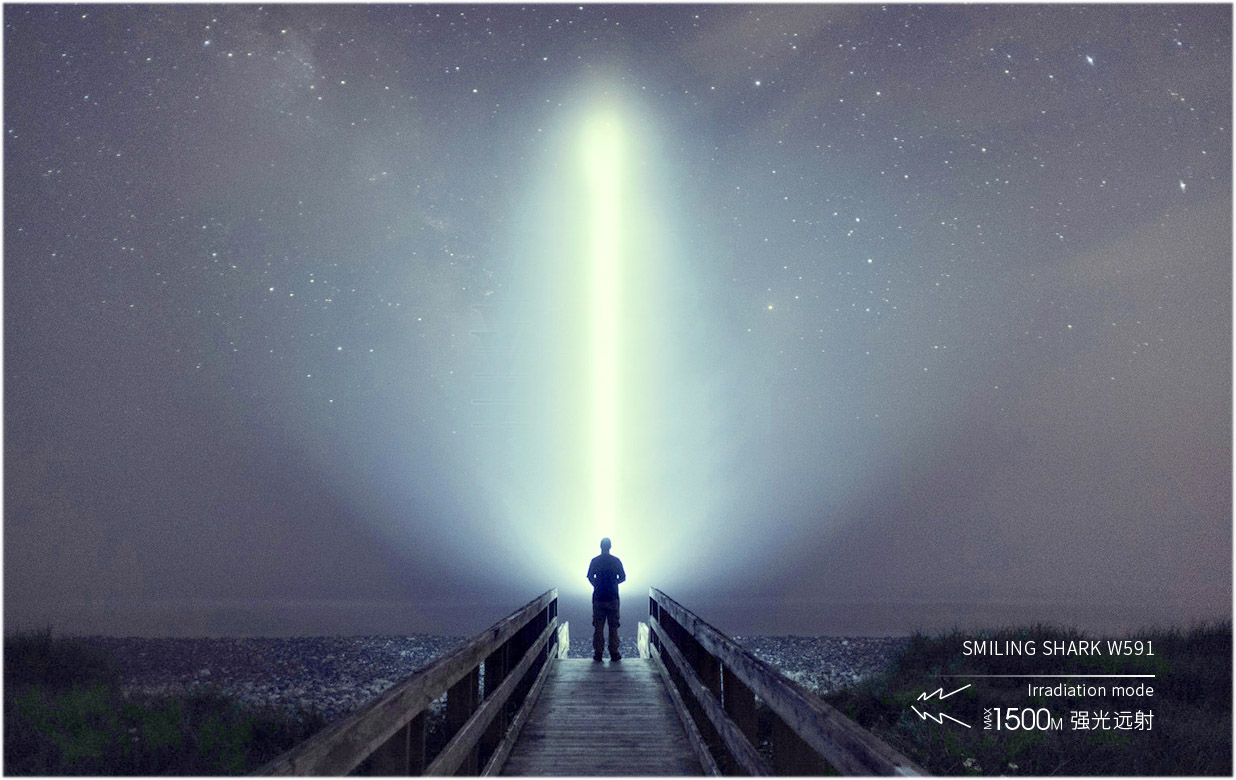 ไฟฉายสะพายแรงสูง แบบส่องไกล หลอด P90 Smiling Shark W-591 Stanby 5-10 Hr. BigCup