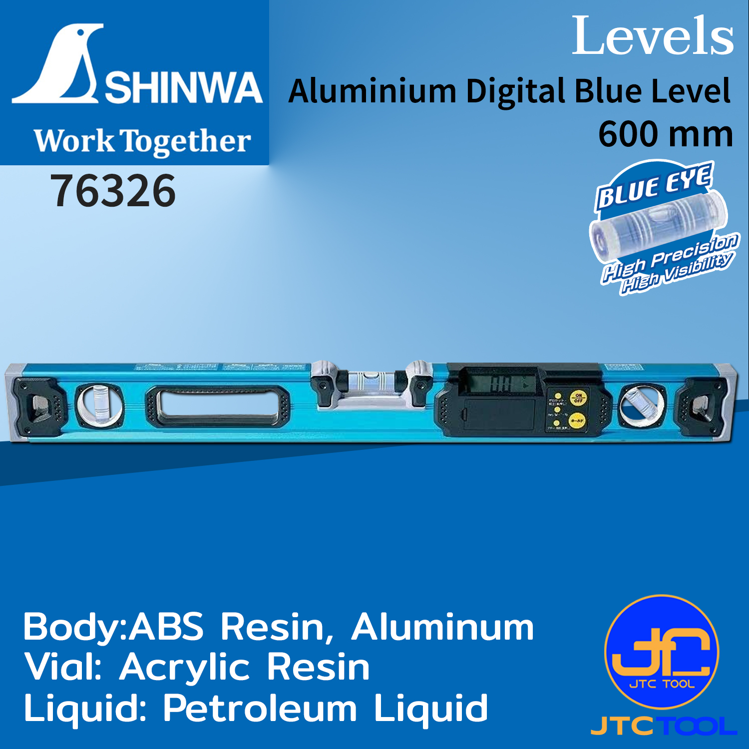 Shinwa ระดับนํ้าอลูมิเนียมดิจิตอล แบบธรรมดา และแบบมีแม่เหล็ก - Aluminium Digital Level. High Precision High Visibility Blue eye