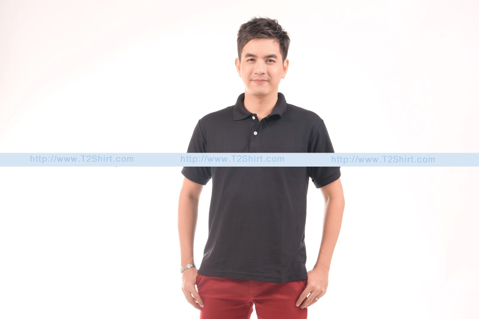 เสื้อโปโล TK แขนสั้น ทรงตรง สีดำ Size 2XL