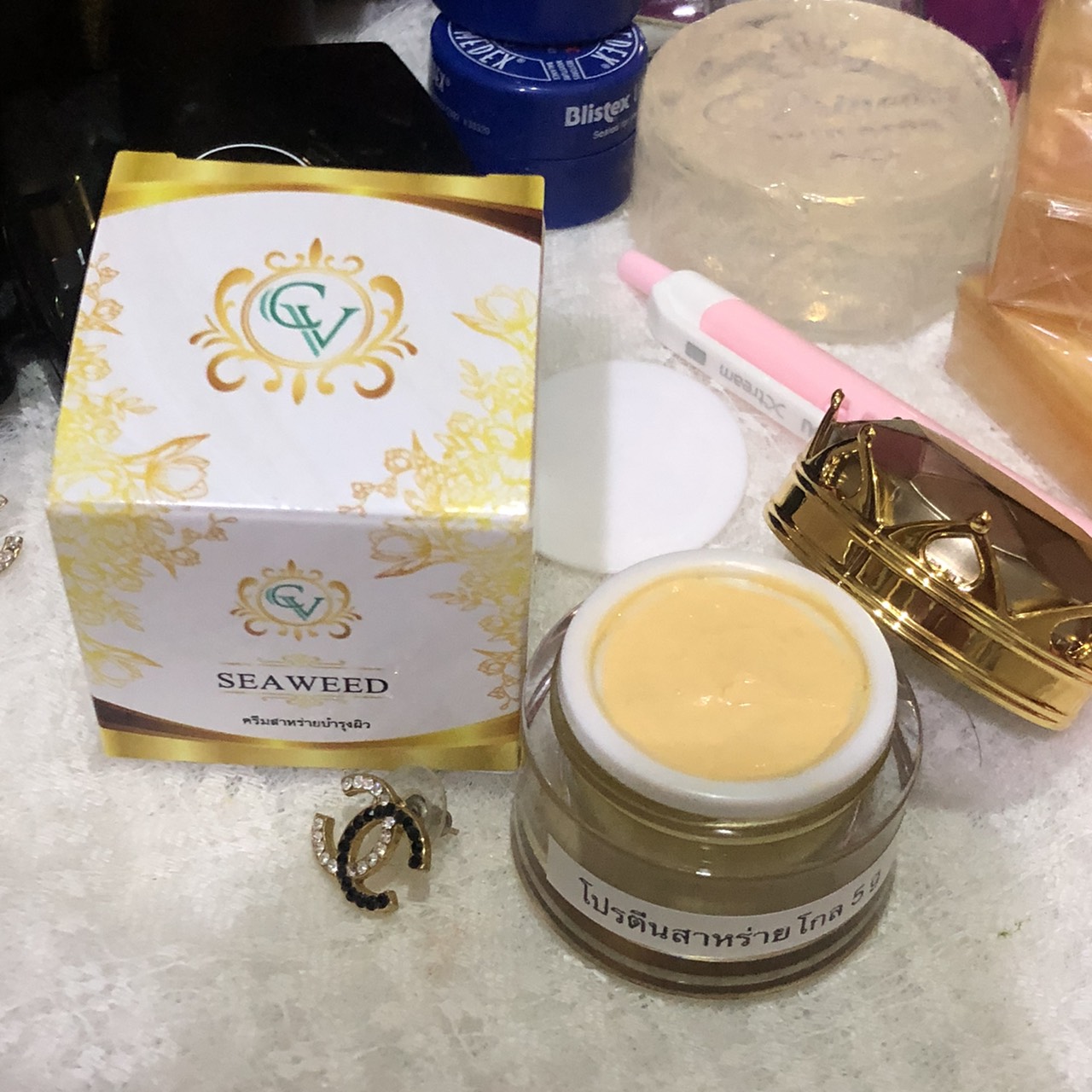 เดโม่ครีมสาหร่าย สีไข่มุก ขนาด 5 กรัม พัฒนาจากสูตรตำรับครีมโปรตีนสาหร่าย