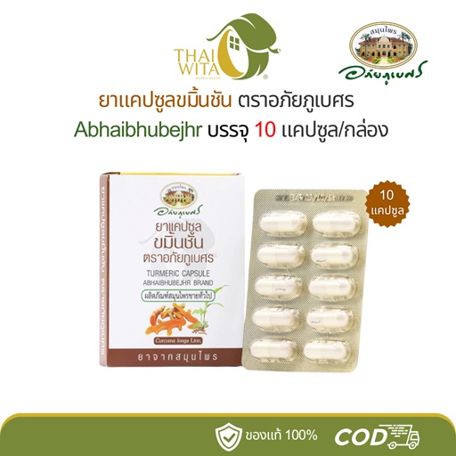 ยาแคปซูลขมิ้นชัน อภัยภูเบศร (ชนิดแผงบรรจุกล่อง 10 แคปซูล)