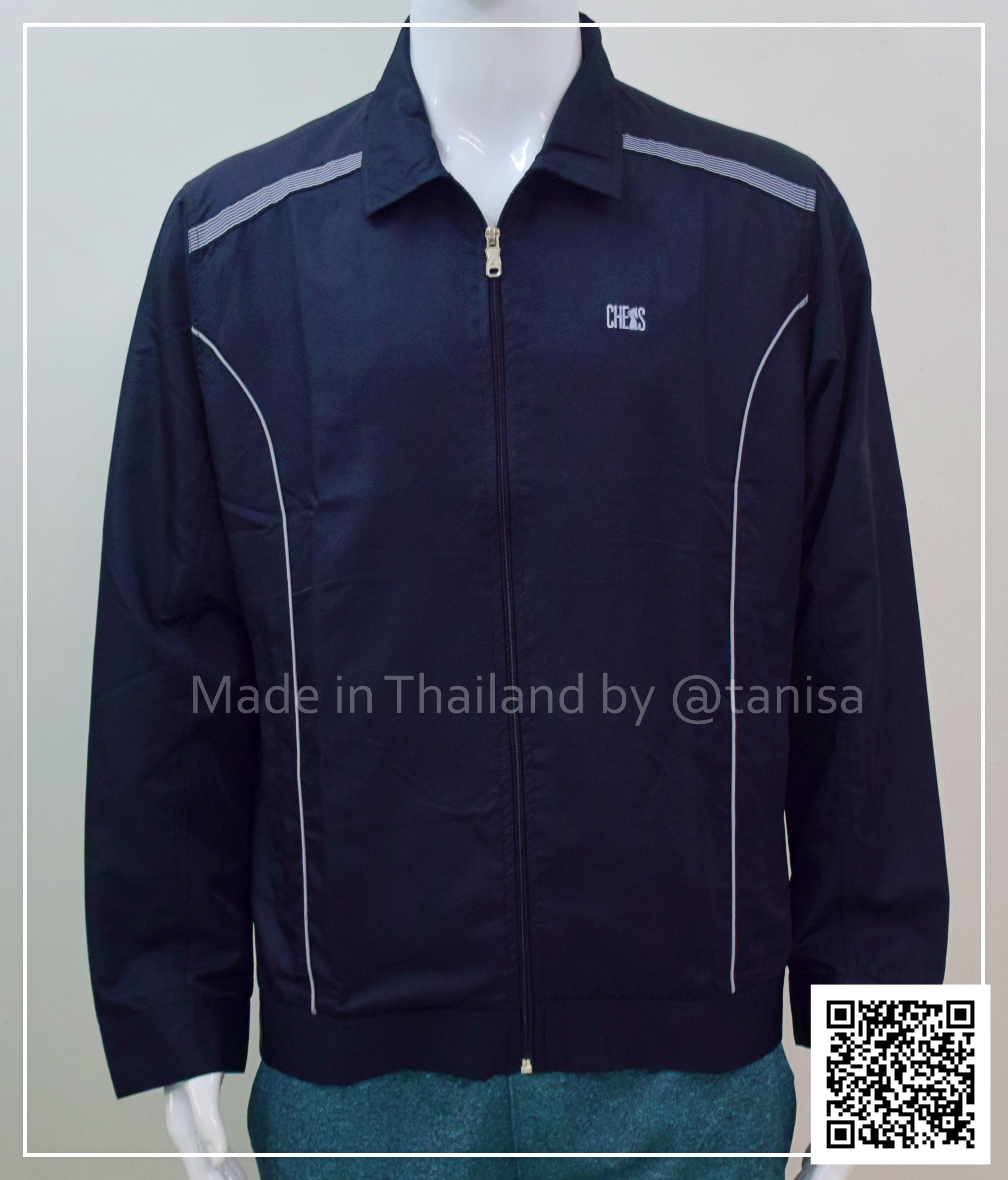 เสื้อแจ็คเก็ตผ้าร่มสีดำ กึ่งสูท ใส่ได้ ชาย หญิง มีซับในด้านหน้า ซิปหน้า กระเป๋าเจาะ สั่งทำได้ไม่มีขั้นต่ำ คละไซร์