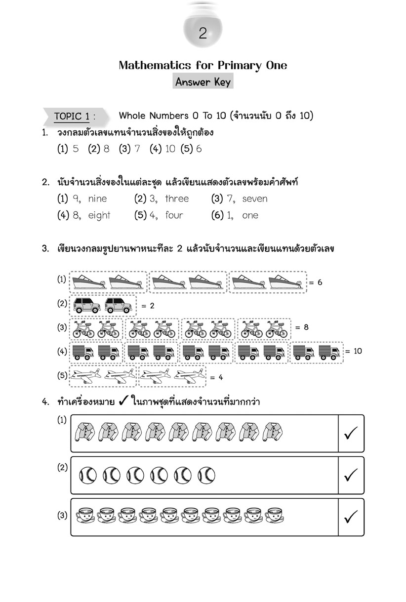 SMART MATHEMATICS For Primary 1 (แบบฝึกหัดคณิตศาสตร์สำหรับนักเรียนชั้น ป.1 ภาคภาษาอังกฤษ)