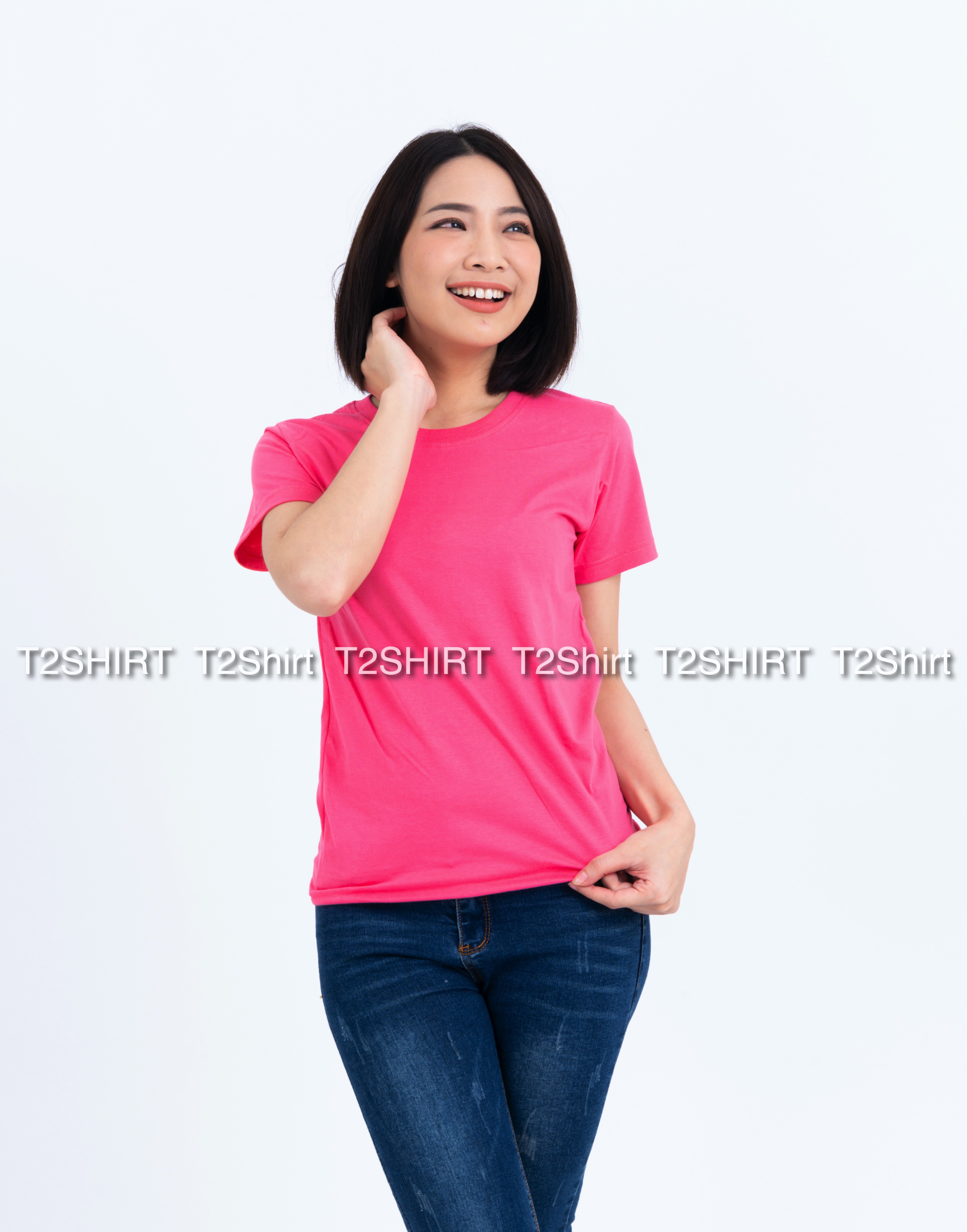 เสื้อยืด คอกลม แขนสั้น สีชมพู Sweety Size S
