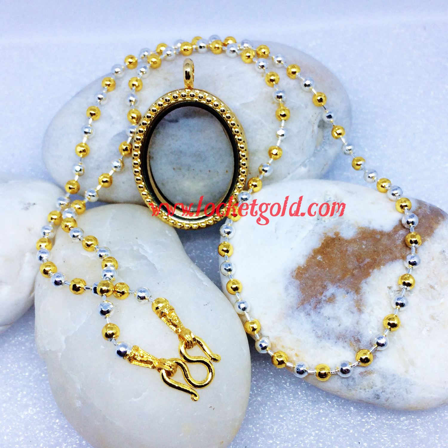 สร้อยคอ 2 กษัตริย์ เม็ดตัดเหลี่ยม เม็ดเงิน กลมทอง สวยหรู