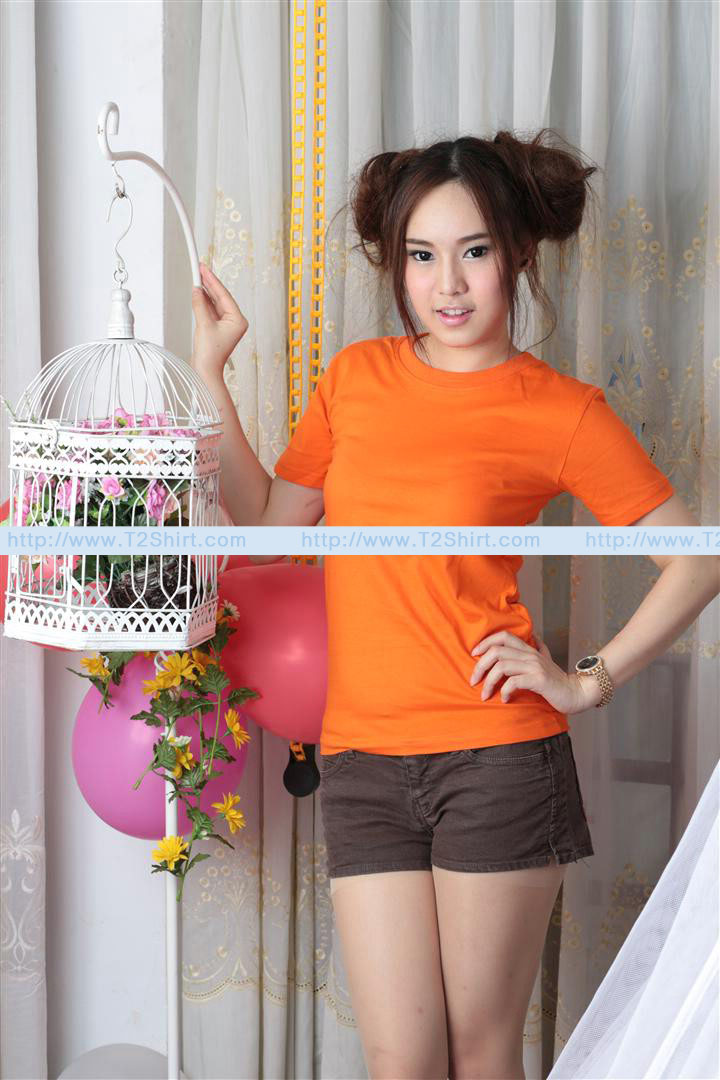เสื้อยืด คอกลม แขนสั้น สีส้ม Size 3XL