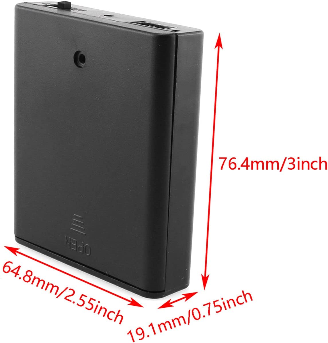 รางถ่าน AA 4 ก้อน มีฝาปิดและสวิตช์ พร้อมช่องต่อ USB