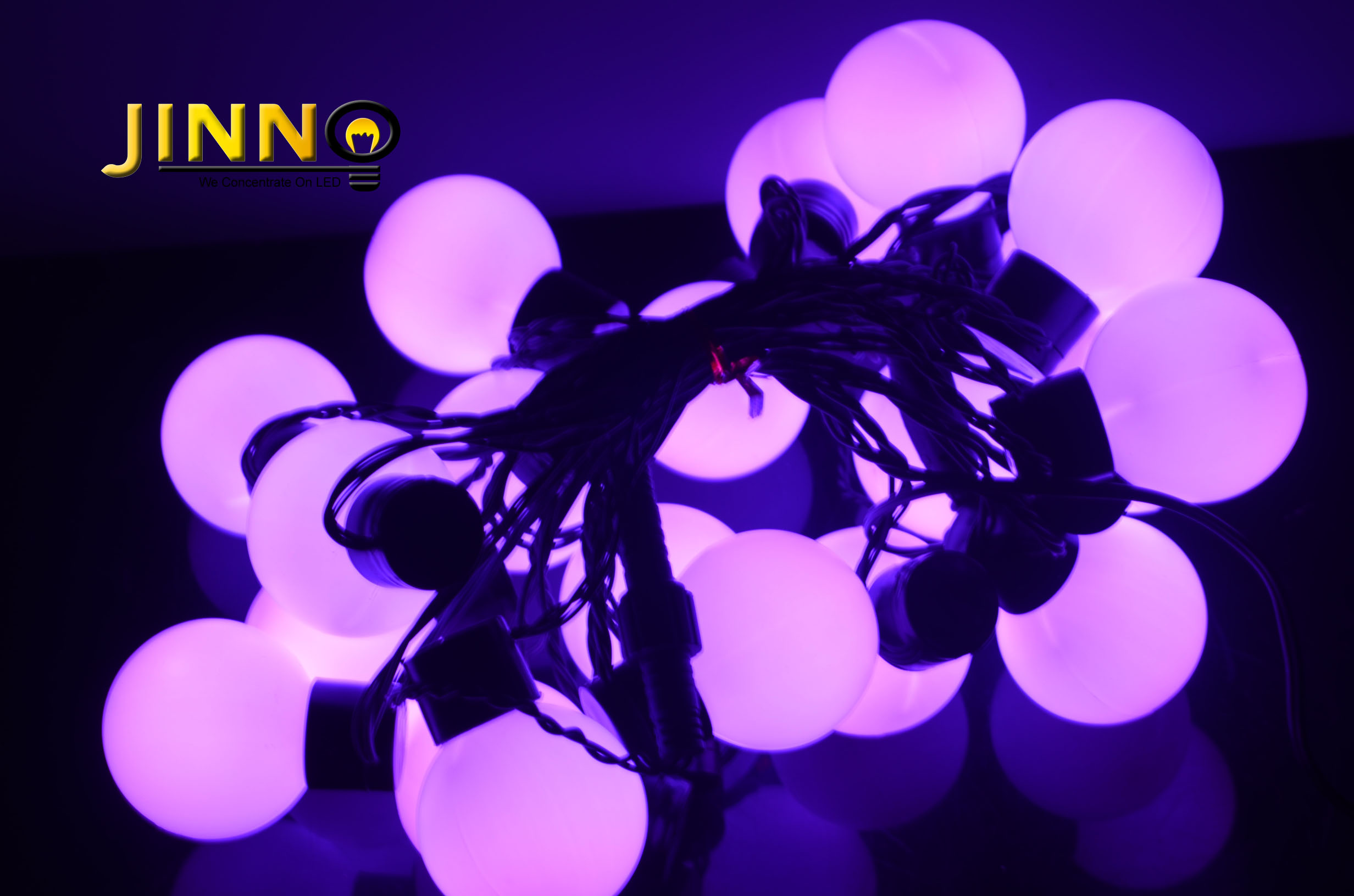 ส่งฟรี ไฟเชอรี่led ไฟปิงปองled 20 ลูก : ขนาด 5 ซม - สีม่วง /Ping pong ball led 20 leds : 5 cm. size - Purple