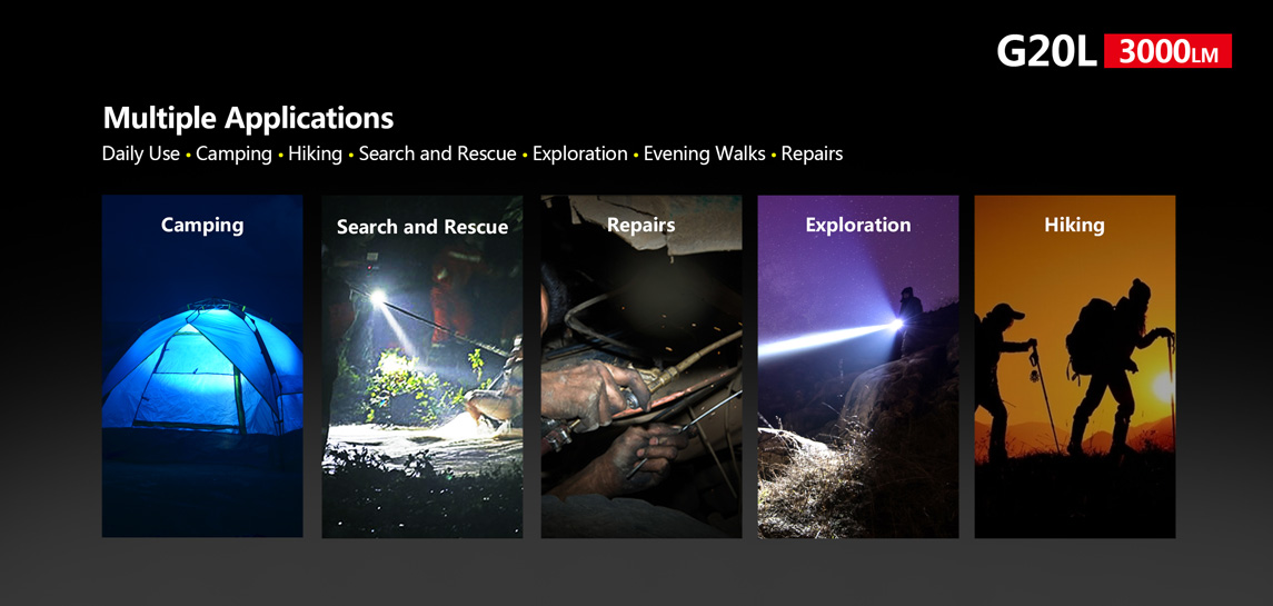 ไฟฉายพกพาคุณภาพสูง แบบแสงกว้าง Klarus G20L