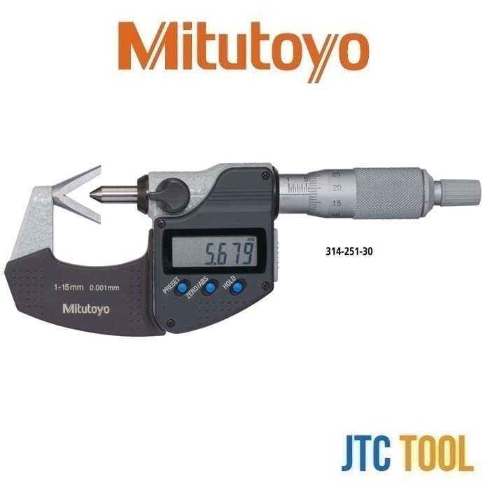 ดิจิตอลไมโครมิเตอร์ปลายสัมผัสตัววี - Digital V-Anvil Micrometer [Series 314] [Brand: Mitutoyo]