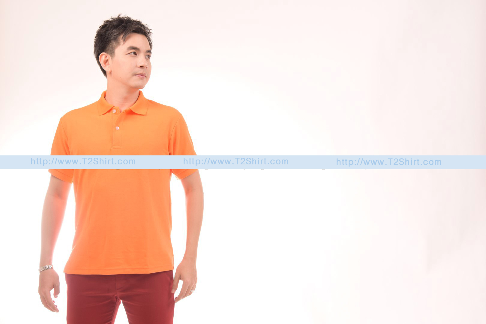 เสื้อโปโล TK แขนสั้น ทรงตรง สีส้ม Size XL