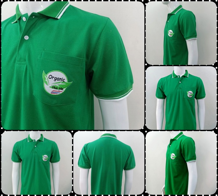 เสื้อโปโลสีเขียว ผ้าใส่สบาย ผ้ามีหลาชนิด สินค้าสังผลิตพร้อมปักโลโก้ตามต้องการ ชาย หญิง สั่งได้ตามต้องการ